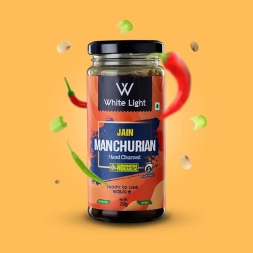 White Light Food Jain Machurian Sauce and Jain Schezwan Sauce l Vegan and Natural Ingredients l Ready to Eat Healthy Food (Combo Pack of 2, 250g Each) — image 4