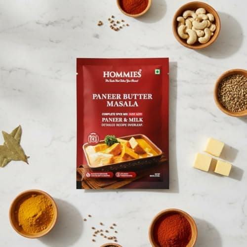 Hommies Dhaba Style Paneer Butter Masala Curry Spice Mix (Pack of 4) | Ready to Cook in 15 mins | Just Add Paneer and Milk | Shahi Paneer Butter Masala Spice Mix | Serves 4 | Made with Cashew Nuts | No Preservatives | 200 gm (50 gm each) — image 2