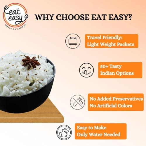 Eat Easy Ready To Eat Jeera Rice- 95gm (Pack of 2) | Freeze Dehydrated, Nutritious & Healthy Instant Food for Travel, Camping | No Preservatives, No Added Artificial Colours & Flavours | Just Add Water and Cook — image 4