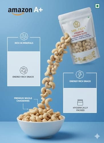 Mr. Jain Premium Cashew Nuts, Handpicked Whole Cashews, Natural Pure Roasted Fresh, Crunchy Taste (500) — image 4
