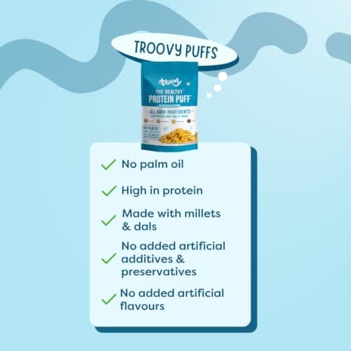 Troovy Healthy High Protein Puffs | Cheese & Herbs Flavoured | No Palm Oil, Cholesterol or Trans Fats | Made with Multiple Millets, Grains and Dal (80g (Pack of 3)) — image 4