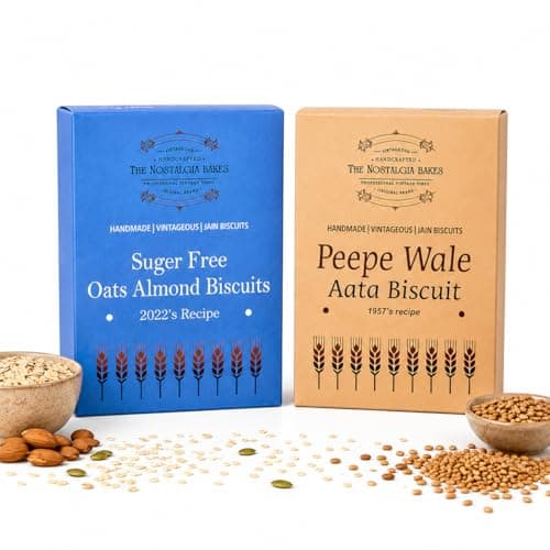 Amba Sugar Free Oats Almond (200g) & Peepe Wale Aata Biscuits (250g) Combo | Handmade Jain Biscuits | Premium Tea-Time Snacks
