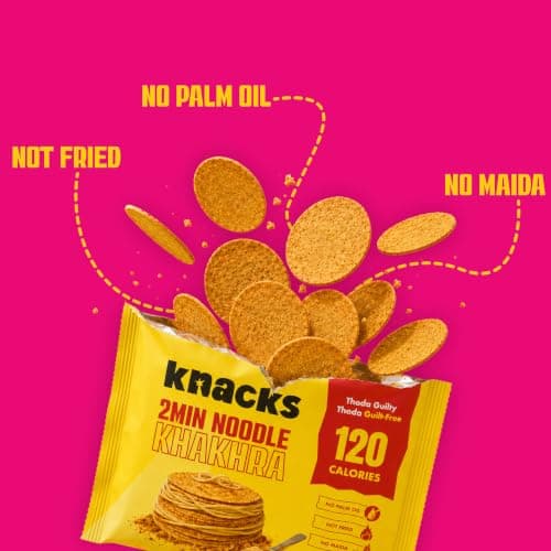 Knacks Masala Khakhra Pack | 2Min Noodle + Chilli Lemon Coin Khakhra, 6 x 30g | 119-120 Calories Per Pack | Healthy Snack Gift Box | No Palm Oil, No Maida, Not Fried | High Protein — image 4