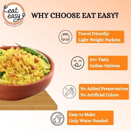 Eat Easy Ready To Eat Jain Poha & Moongdal Sheera Combo | Just Add Water and Cook | Freeze Dehydrated, Instant Healthy & Delicious Poha & Dessert for Travel, Hostel, Trekking, Camping, Hiking — image 6