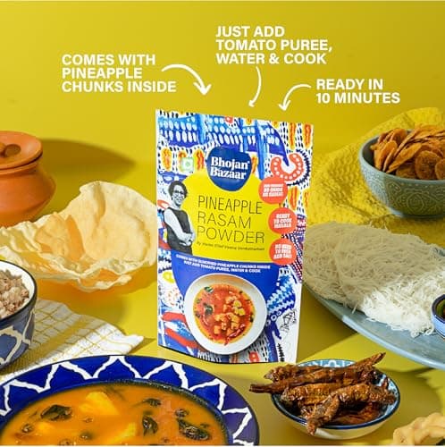 Bhojan Bazaar Pineapple Rasam Powder With Sundried Chunks 75 g | No Onion No Garlic Ready To Cook in 10 min | Serves 4 | Sweet & Tangy South Indian Rasam | Free From Preservatives & Flavours — image 6