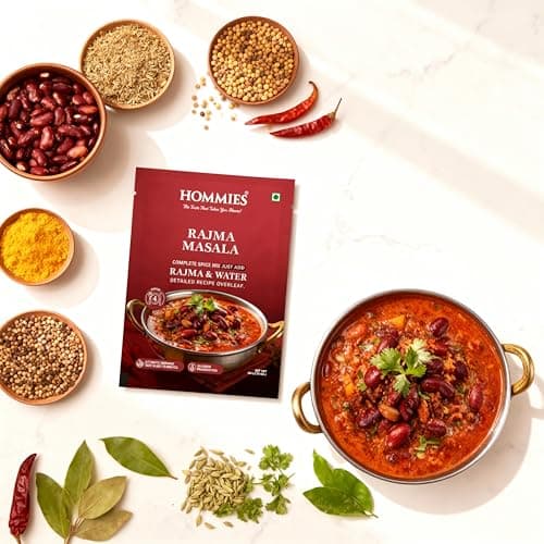 Hommies Rajma Masala Curry Spice Mix | Ready to Cook in 15 Mins | Just Add Rajma & Water | Authentic Punjabi Curry Masala | Serves 4 | Bold & Flavorful Taste | No Preservatives | Pack of 4 (200g, 50g Each) — image 3