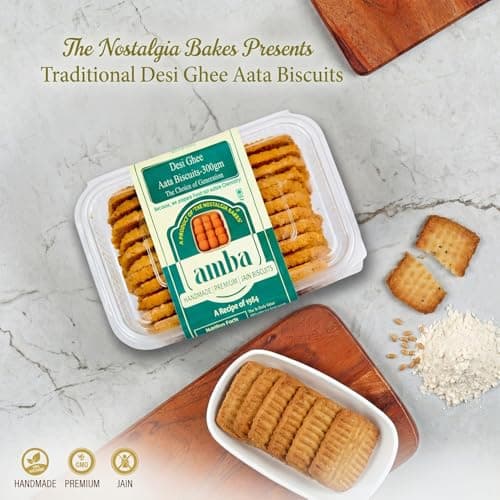 Amba Combo Pack | Desi Ghee Atta Biscuits & Sugar Free Oats Almond Biscuits | Handmade Premium Jain Cookies | Healthy Tea Time Snack | Crunchy Bakery Cookies Combo Pack — image 5