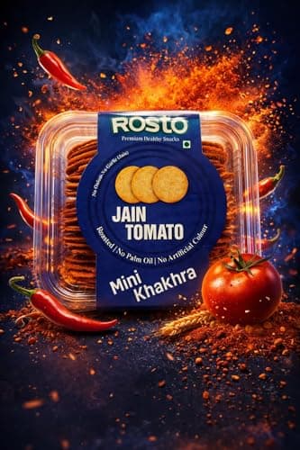 Rosto Jain Tomato Mini Khakhra, No Palm Oil, No Artificial Colour, No Onion No Garlic, 200 gm (Pack of 2)
