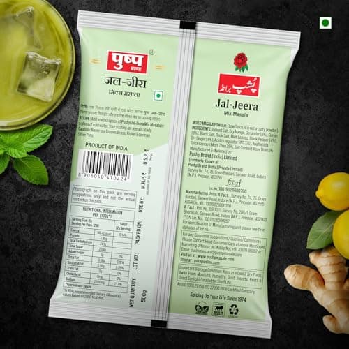 Pushp Brand Jal Jeera Powder (Masala) 500 g Pouch | Pack of 2 | Instant Drink Mix Masala for Refreshing Summer Drink & Chat, Mint & Cumin Blend, No Artificial Colours | Hygienically Packed | — image 3