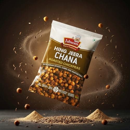 Jabsons Roasted Chana Hing Jeera Flavour - 150gm With No Onion & Garlic | Desi Roasted Namkeen Snacks| Gluten-Free Crunchy Protein Snack | Heeng Jeera Bhuna Chana - Ready to Eat — image 7