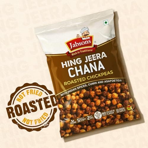 Jabsons Roasted Chana Hing Jeera Flavour - 150gm With No Onion & Garlic | Desi Roasted Namkeen Snacks| Gluten-Free Crunchy Protein Snack | Heeng Jeera Bhuna Chana - Ready to Eat — image 4