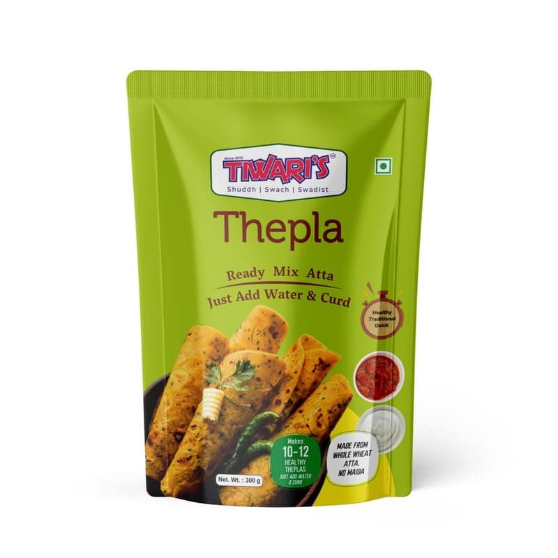 Tiwari’s Thepla Paratha/Poori Ready-To-Use Atta Mix | 100% Vegetarian, Vegan Instant Healthy High Protein & Fiber Flatbread Mix With No Preservatives, No Onion & Garlic | 300gm, Pack of 1 — image 2