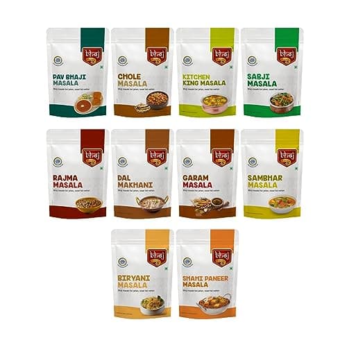 Bhoj Masale Pav bhaji, Chole, Kitchen King, Garam Masala, Sabji, Rajma, Dal Makhani, Sambhar, Biryani And Shahi Paneer Masala Powder Combo Pack Net 450GM Each | Blended Range Masale For Kitchen. No Onion and No Garlic (Jain Friendly) - Net Total 4.5 kg ( 4500 grams - 450g x 10 ) — image 6