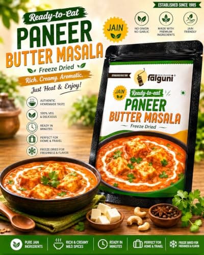 Falguni Gruh Udhyog (FGU) Jain Paneer Butter Masala Ready To Eat 90G | Paneer in Tomato Based Gravy | Heat & Eat Meal | Suitable with Roti, Naan, Paratha, Jeera Rice & Pulao — image 4