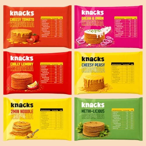 Knacks The Full Knacks Khakhra Chips Variety Pack | All 6 Flavours Coin Khakhra, 6 x 30g | 117-125 Calories Per Pack | Healthy Snack Gift Box | No Palm Oil, No Maida, Not Fried | High Protein — image 3