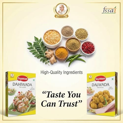 GAJANAND Instant Mix Combo Pack | Dalwada Mix Flour, Dahiwada Mix Flour, 400 gm Each | Easy to Make Healthy Breakfast mix — image 7
