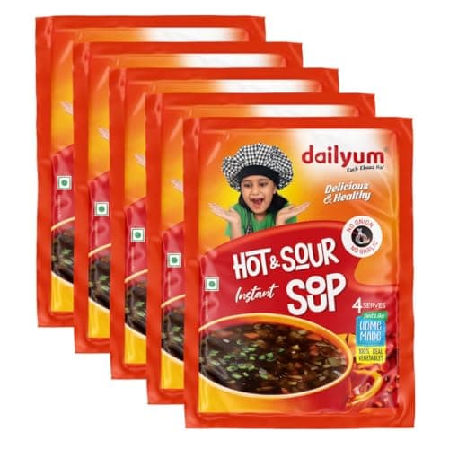 Dailyum Instant Manchow Soup 50g | No Onion No Garlic | Ready To Eat Instant Soup |100% Natural | No MSG | Gluten-free | Serves 4 | Jain | Pack of 5 — image 8