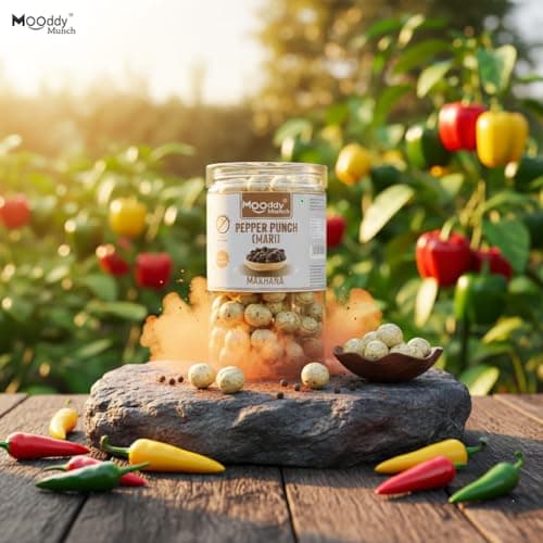 Mooddy Munch Pepper Punch (Mari) Jain Flavour & Roasted Makhana(70gm) Jain Variety, No Onion No Garlic — image 5