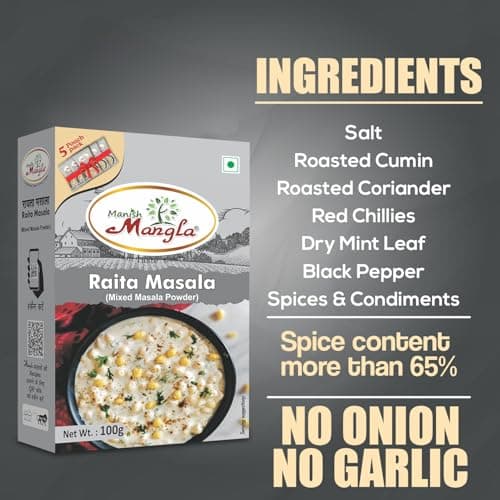 Manish Mangla Raita Masala, Mixed Masala Powder, No Onion No Garlic, 5 Sachets, 100g — image 4