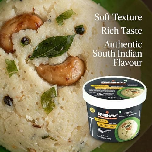 Freshway Jain Special Veg Upma Pack of 6 | Ready to Eat Indian Breakfast & Snack | 100% Jain No Onion & Garlic Free | Healthy Nutritious & Preservative Free | Quick & Convenient for Travelers, Office, Students & Home — image 3