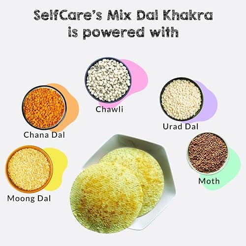 SelfCare By Suman Agarwal Mix Dal Khakhra Pack of 1 250 grams | Roasted-Healthy-Snacks-Crackers-Namkeen-Grocery | Crispy & Chatpata - Tae time - Eat with Dip | Gluten Free - Jain & Travel Friendly — image 2