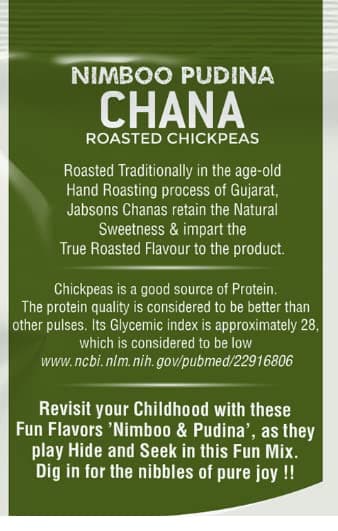 Jabsons Roasted Chana Nimboo Pudina, 150gm | 100% roasted No Onion No Garlic | Roasted Chana Namkeen Snacks Gluten-Free | Crunchy Protein Snacks | Pudina Lemon Flavour chana Ready to eat — image 3