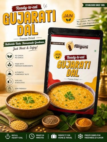 Falguni Gruh Udhyog (FGU) Jain Gujarati Dal Ready To Eat 60G | Sweet & Spicy Lentil Curry | Heat & Eat Traditional Gujarati Meal | Suitable with Rice, Khichdi & Roti — image 3