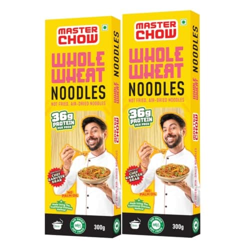 MasterChow Whole Wheat Noodles- Pack of 2 | Not Fried | Serves 10 Meals - 600gms