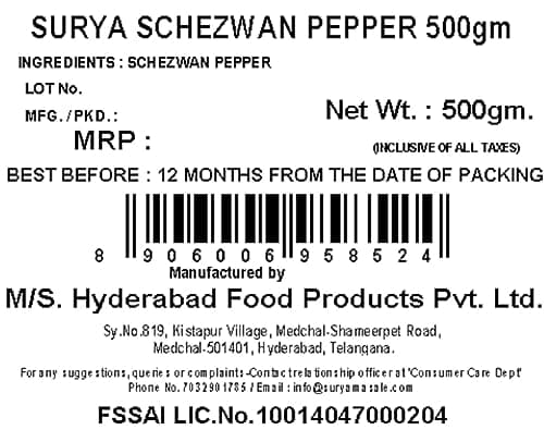 HF, Surya Sichuan Schezwan Pepper 500 Grams Sichwan Peppercorns Natural Pure Herb for Chinese and Indian Cooking — image 3