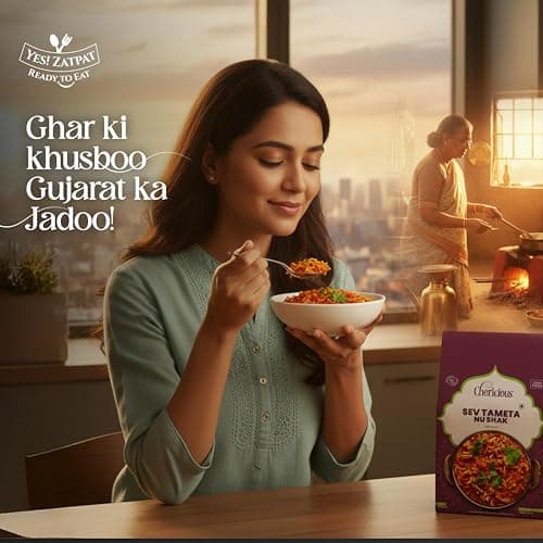 Chericious Ready to Eat Jain Sev Tameta Nu Shaak | Freeze Dried-300 gm | Indian Style Sabji | Quick Heat & Eat | No Chemicals, No Preservatives (Sev Tameta nu Shaak) — image 2
