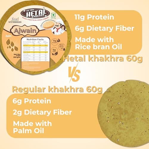 Ajwain Khakhra | JAIN | Crispy | Ready To Eat | High Protein High Fiber| No Palm Oil | 200g Vacuum Pack Of 2 — image 7
