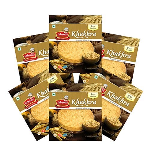 Jabsons Jeera Khakhra 100% Roasted | Pack of 6| No Onion No Garlic Ready To Eat | Vacuum Sealed | Crispy Healthy And Diet-Friendly Indian Tea Time Treat Gujrati Snacks,1.08 Kg