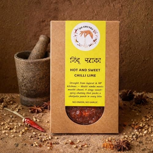 Do Chutki Nimbu Pataka - Hot & Sweet Chilli Lime Chutney 200g | Khatta Meetha Sweet Lemon Chunda Chatni | Meethi Chutney | No Onion No Garlic — image 3