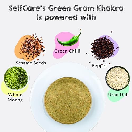SelfCare By Suman Agarwal Green Gram Khakhra Pack of 1 250g | Roasted-Healthy-Snacks-Crackers-Namkeen-Grocery | Crispy & Chatpata - Tae time - Eat with Dip | Gluten Free - Jain & Travel Friendly — image 2