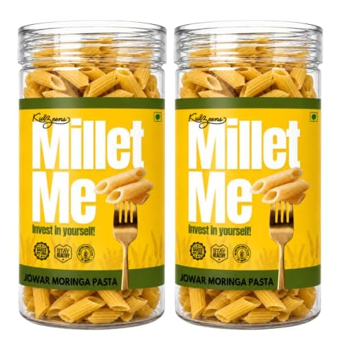 Millet Me by Kuizeens Jowar Moringa Pasta - 250g (Pack of2)| Gluten-Free & Nutrient-Rich | 27gm Protein Rich | Easy-to-Make | Healthy Alternative for Wholesome Meals | Jain | No Onion & Garlic