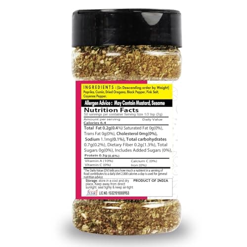 SARANZ Lebanese 7 Spice, Pizza Mix Jain & Chinese 5 Spice Jain Seasoning ( Combo Pack Of 3 ) Batata Harra Masala | Perfect for Snacks, Appetizers, Main Dishes and Flavoured Vegan | Middle East Seasonings | 100 Gm Sprinkler Jar — image 3