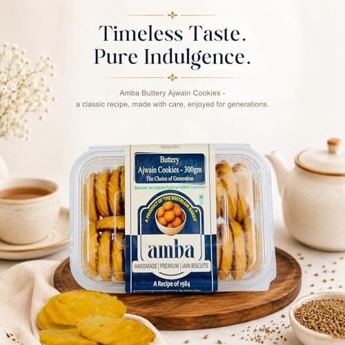 Amba Handmade Jain Biscuits Combo Pack | Buttery Ajwain Cookies & Peepe Wale Aata Biscuits | Traditional Tea Time | Crunchy & Fresh Baked Snacks | Premium Indian Bakery Cookies Combo Pack — image 2