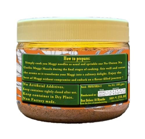 Pure Blends Jain Noodles Masala | All-in-One Masala |Without Onion & Garlic Masala | Authentic Jain Seasoning Mix | Perfect for Instant Noodles, Pasta, Poha, Fried rice Aloo sabji & other Dry Snacks | 100g — image 5