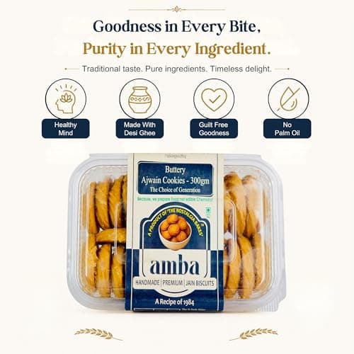 Amba Sugar Free Suji Rusk & Buttery Ajwain Cookies Combo Pack | Handmade Premium Jain Biscuits & Rusk | Crispy Tea Time Snacks | Traditional Bakery Taste | No Palm Oil | Perfect with Tea & Coffee — image 3