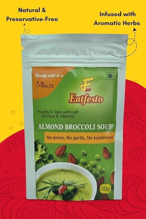 Eatfesto Almond Broccoli Soup Premix (50g) | Ready in 2 Minute | No Onion No Garlic | Jain Friendly | Healthy Instant Soup THAI VEG PREMIX - Healthy & Tasty Vegetarian in 2 Minute Pack Of 2 — image 5