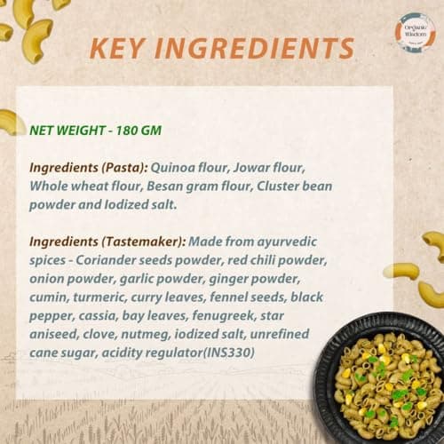 Organic Wisdom-Back to Roots Quinoa Jowar Macaroni, 180 g | Millet Pasta | No Maida | No MSG | No Refined Oil | High Protein & Fiber — image 8