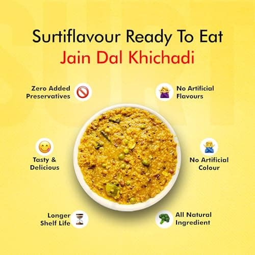 Surti Jain Dal Khichadi Ready To Eat 300g Gujarati Style Comfort Meal Instant Food Protein Rich No Artificial Colors Flavours Anytime Meal (Pack of 3) — image 4