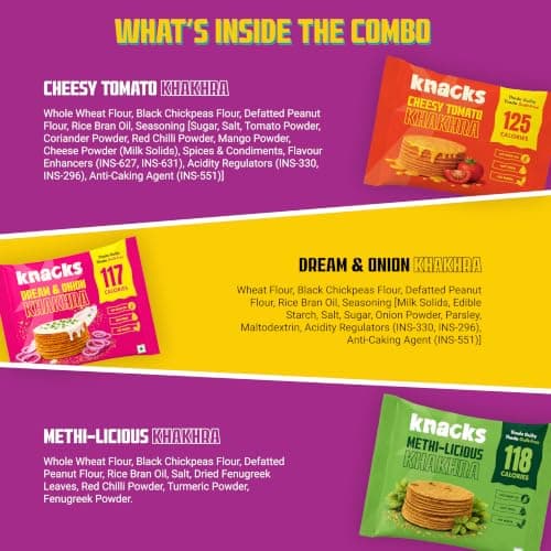 Knacks The Full Knacks Khakhra Chips Variety Pack | All 6 Flavours Coin Khakhra, 6 x 30g | 117-125 Calories Per Pack | Healthy Snack Gift Box | No Palm Oil, No Maida, Not Fried | High Protein — image 2