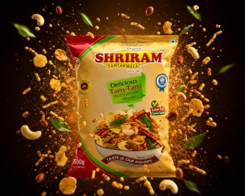 SHRIRAM TAMTAMWALA Jain Tamtam Mix Namkeen 500g | Crunchy & Spicy Traditional Indian Snack | Tea Time Mixture | Ready-to-Eat Jain Namkeen for Evening Snacks & Family Gatherings — image 3