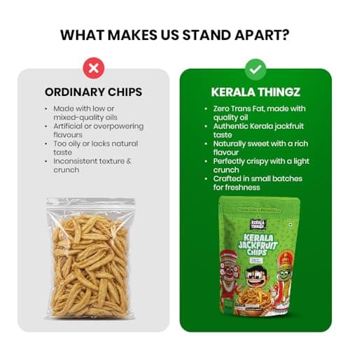Kerala Thingz Jackfruit Chips Kerala 300g | Crispy Jackfruit | Authentic Namkeen | Healthy Chips Pack | Healthy Snacks for Adults & Healthy Snacks for Kids | Premium Jackfruit chips from Kerala | Chakka chips (300g) — image 5