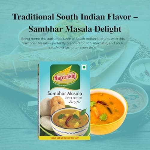 SAPTRISHI Sambhar Masala 50g | Authentic South Indian Spice Blend | Ideal for Sambar, Rasam & Vegetable Stews | No Onion, No Garlic | 100% Natural Ingredients — image 3