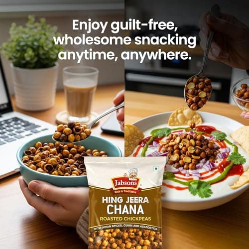 Jabsons Roasted Chana Hing Jeera Flavour - 150gm With No Onion & Garlic | Desi Roasted Namkeen Snacks| Gluten-Free Crunchy Protein Snack | Heeng Jeera Bhuna Chana - Ready to Eat — image 8