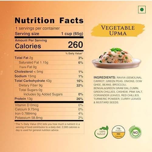 Instabites Ready To Eat Combo of Veg upma, Idli Sambar, Rasam Rice, Dal Rice No Added Preservatives and Ready to Eat in Minutes - Pack of 4 — image 2