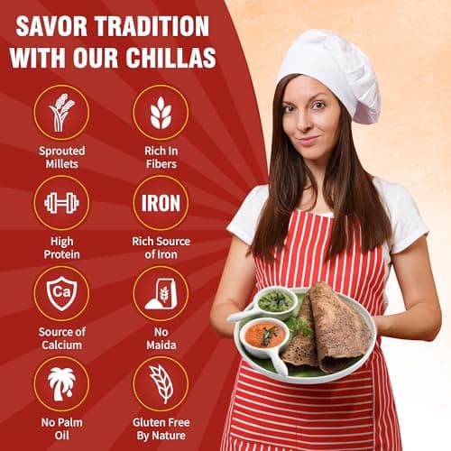 ME & MILLETS Sprouted Ragi Chilla & Foxtail Millet Chilla Mix Combo (150gX2) - Chatpata & Indian Masala, No Preservatives, Natural Healthy Protein & Fiber-Rich Breakfast For Family (Jain Friendly) — image 7