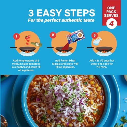 Bhojan Bazaar Jain Puneri Misal Masala - Pack of 2, 70 g Each | No Onion No Garlic Ready To Cook in 10 min | Serves 4 | Authentic Puneri Taste Jain Masala with Sprouted Moth Beans | No Added Preservatives — image 4